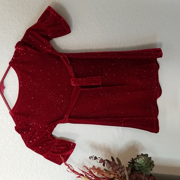 Sparkly dress, deep red, sz4 - Picture 5 of 5